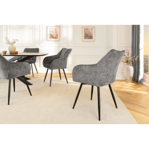 Set 2 jídelních židlí AVIGNE - 360° šedá/černá žinylková tkanina  Kuchyň a jídelna 46469