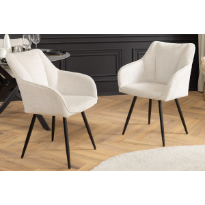 Set 2 jídelních židlí AVIGNE - 360° bílá/černá žinylková tkanina  Kuchyň a jídelna 46470