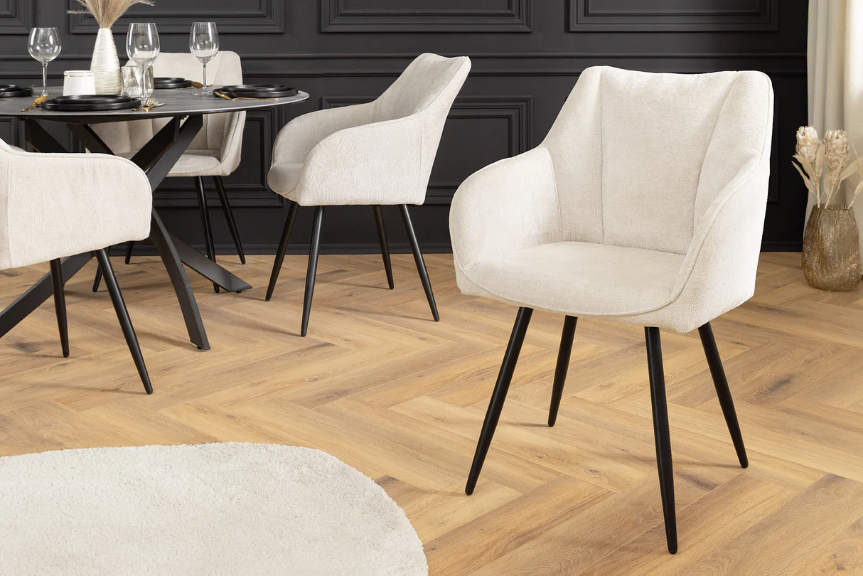 Set 2 jídelních židlí AVIGNE - 360° bílá/černá žinylková tkanina  Kuchyň a jídelna 46470