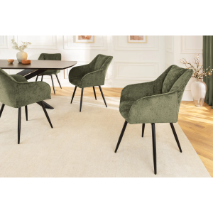 Set 2 jídelních židlí AVIGNE - 360° zelená/černá žinylková tkanina  Kuchyň a jídelna 46472