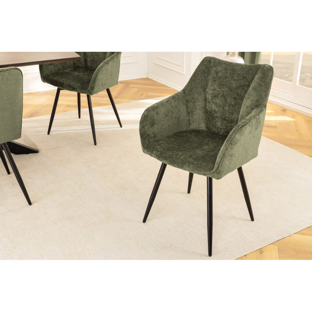 Set 2 jídelních židlí AVIGNE - 360° zelená/černá žinylková tkanina  Kuchyň a jídelna 46472