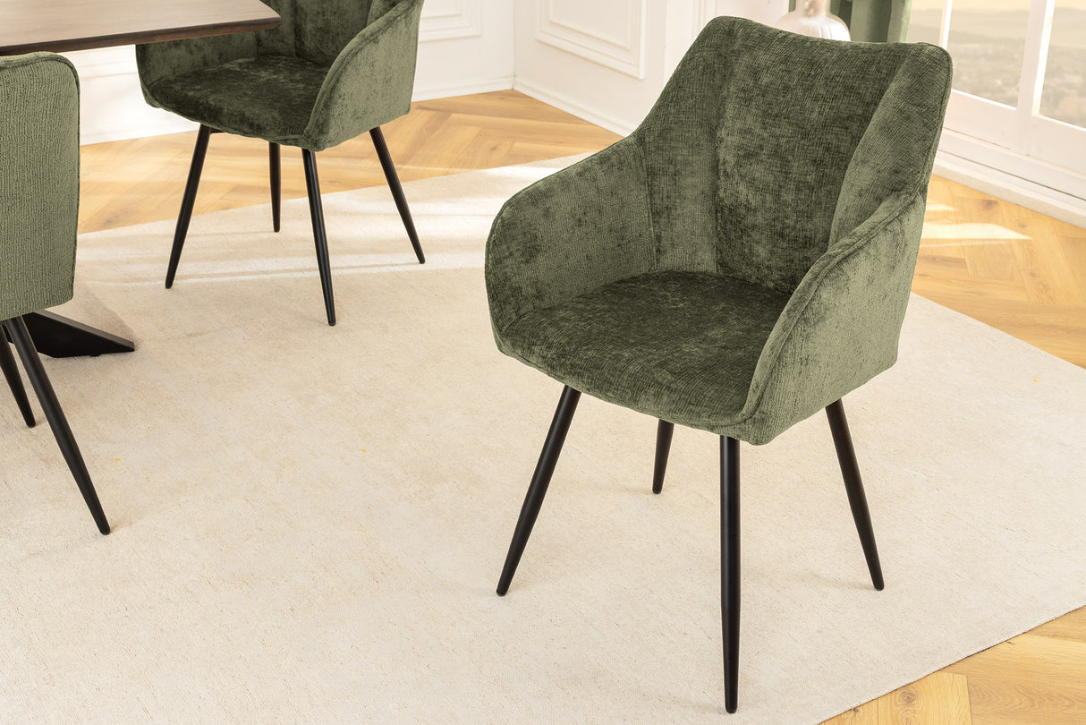 Set 2 jídelních židlí AVIGNE - 360° zelená/černá žinylková tkanina  Kuchyň a jídelna 46472
