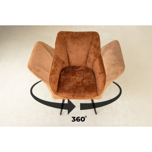 Set 2 jídelních židlí AVIGNE - 360° rezavě hnědá/černá žinylková tkanina  Kuchyň a jídelna 46471