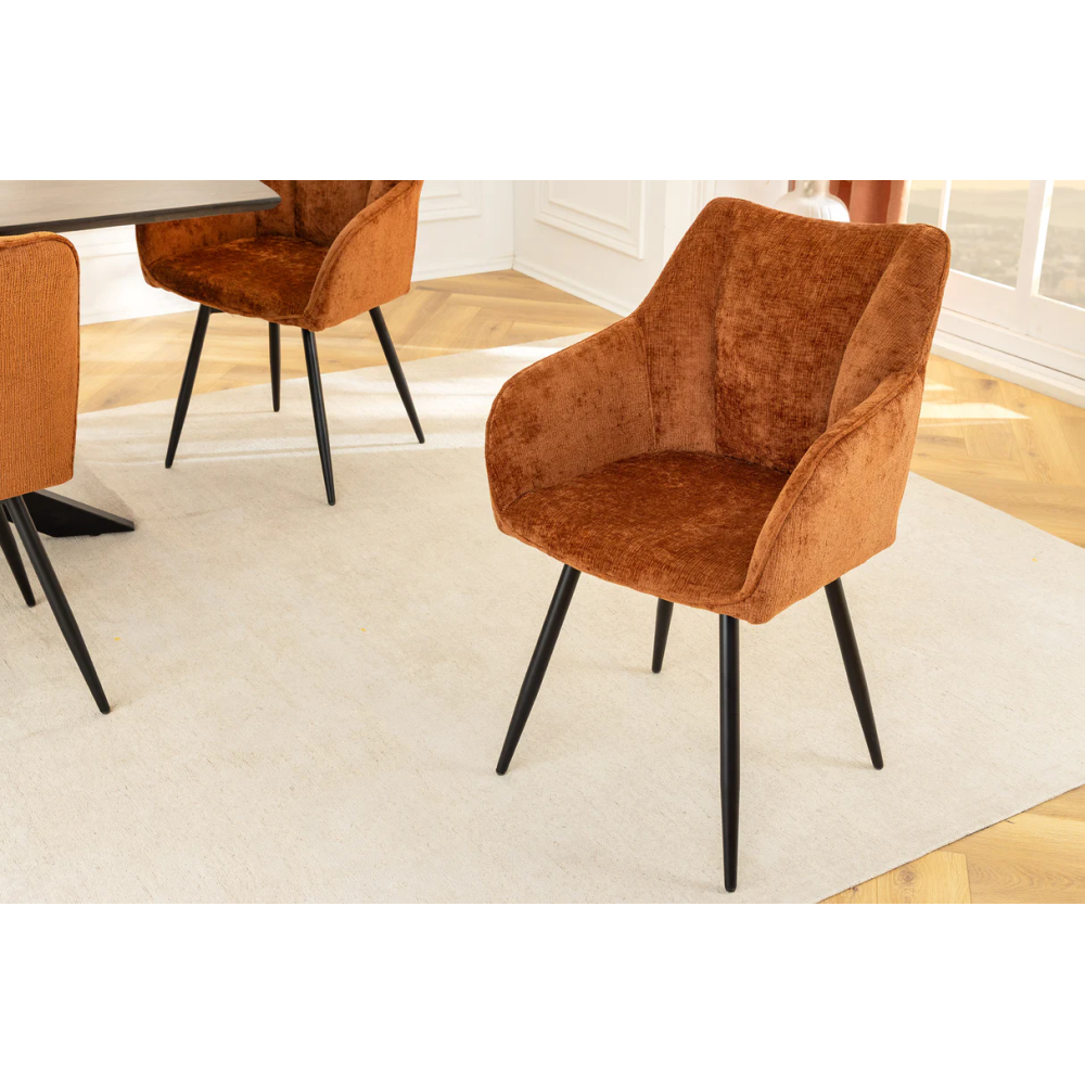 Set 2 jídelních židlí AVIGNE - 360° rezavě hnědá/černá žinylková tkanina  Kuchyň a jídelna 46471