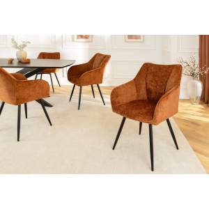 Set 2 jídelních židlí AVIGNE - 360° rezavě hnědá/černá žinylková tkanina  Kuchyň a jídelna 46471