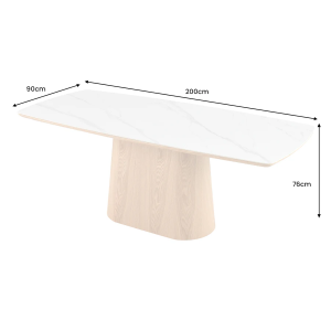 Luxusní stůl UNIQUE II 200 CM bílý mramor/dýha dub  Místnosti 45142