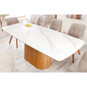 Luxusní stůl UNIQUE II 200 CM bílý mramor/dýha dub  Místnosti 45142