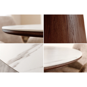 Kulatý jídelní stůl UNIQUE II 120 CM bílý mramor/dýha ořech  Místnosti 45144