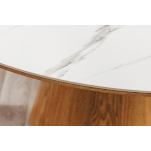 Kulatý jídelní stůl UNIQUE II 120 CM bílý mramor/dýha dub  Místnosti 45143