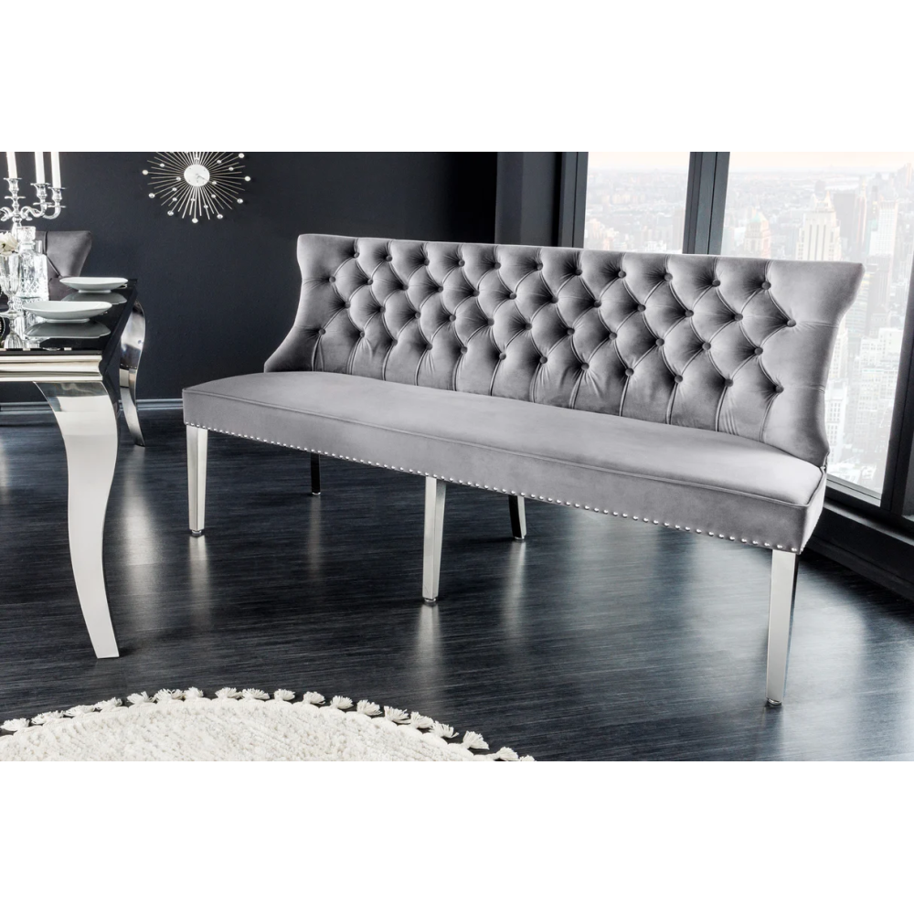 Pohovka CASTLE DELUXE 165 cm s lví hlavou, sametově šedá v barokním stylu  Místnosti 43211