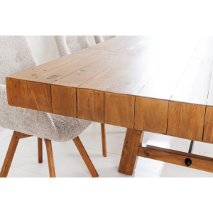 Rozkládací jídelní stůl FINCA 300-400cm, borovicový 80mm vintage hnědý  Místnosti 45129