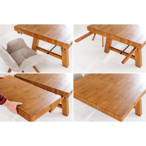 Rozkládací jídelní stůl FINCA 300-400cm, borovicový 80mm vintage hnědý  Místnosti 45129