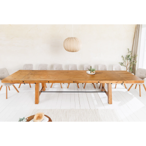 Rozkládací jídelní stůl FINCA 300-400cm, borovicový 80mm vintage hnědý  Místnosti 45129
