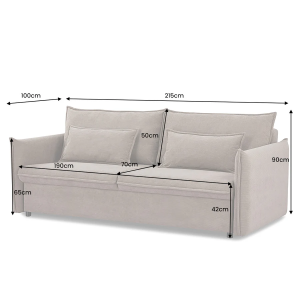 3místná rozkládací pohovka APARTMENT 215cm ,šedá  Místnosti 44503