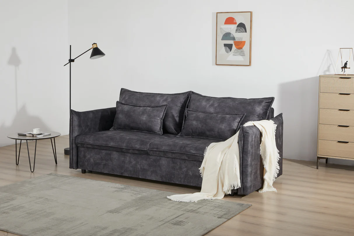 3místná sametová rozkládací pohovka APARTMENT 215cm ,šedá  Místnosti 47133