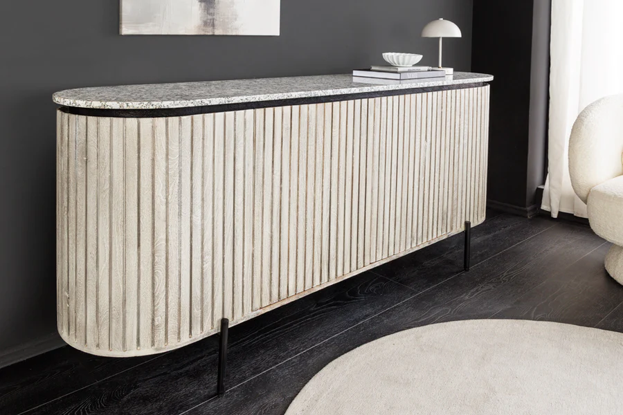 Komoda ADLON 170 cm s mramorovou deskou - mangové dřevo  Místnosti 47694