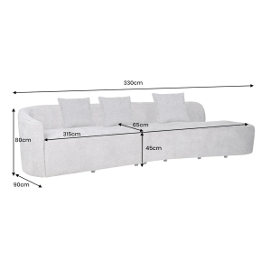 Pohovka ATELIER XXL 330 CM šedá colin bouclé  Místnosti MH46547