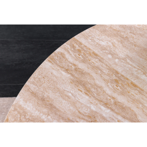 Konferenční stolek DANCING RINGS 80-135 cm otočný keramický stůl s přírodním travertinem a vzhledem rezavění  Místnosti 46316