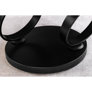 Konferenční stolek DANCING RINGS 80-135 cm otočný keramický stůl bílý a antracitový mramorový vzhled  Místnosti 46317