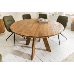Jídelní stůl ART WOOD Ø 140cm kulatý mangovníkové dřevo přírodní hnědý  Místnosti 45758