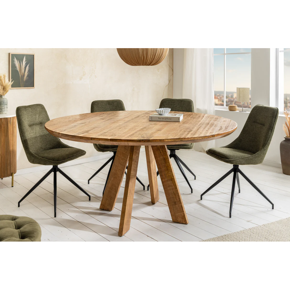 Jídelní stůl ART WOOD Ø 140cm kulatý mangovníkové dřevo přírodní hnědý  Místnosti 45758