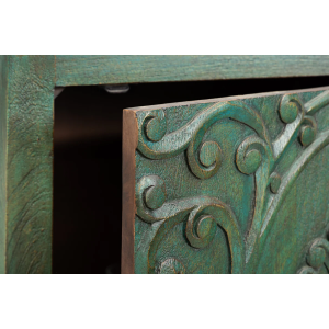 Ručně vyrobená vysoká komoda PEACOCK 170cm z mangového dřeva - tmavě zelená  Komody a šatní skříně 45590