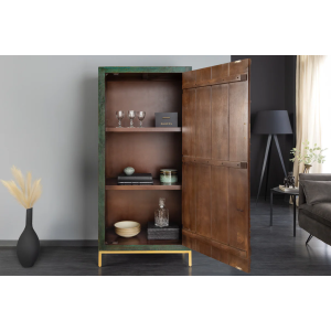 Ručně vyrobená vysoká komoda PEACOCK 170cm z mangového dřeva - tmavě zelená  Komody a šatní skříně 45590