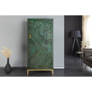 Ručně vyrobená vysoká komoda PEACOCK 170cm z mangového dřeva - tmavě zelená  Komody a šatní skříně 45590