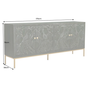 Ručně vyrobená komoda PEACOCK z mangového dřeva - tmavě zelená  Komody a šatní skříně 45791