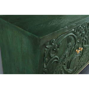 Ručně vyrobená komoda PEACOCK z mangového dřeva - tmavě zelená  Komody a šatní skříně 45791