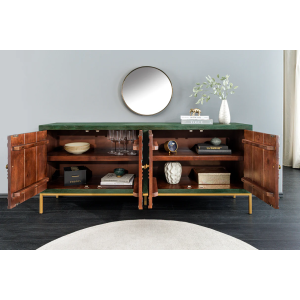 Ručně vyrobená komoda PEACOCK z mangového dřeva - tmavě zelená  Komody a šatní skříně 45791