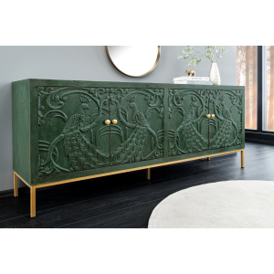 Ručně vyrobená komoda PEACOCK z mangového dřeva - tmavě zelená  Komody a šatní skříně 45791