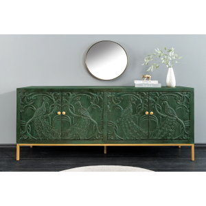 Ručně vyrobená komoda PEACOCK z mangového dřeva - tmavě zelená  Komody a šatní skříně 45791