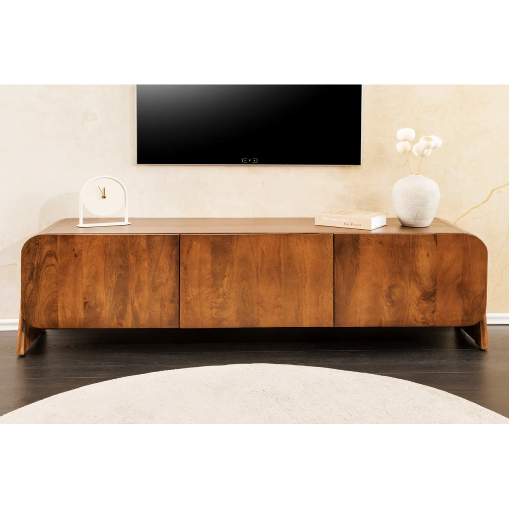 TV stolek BRASIL 160 cm mangové dřevo, hnědý  TV stolky a komody 45789