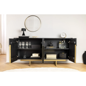 Ručně vyrobená komoda GATSBY 160cm retro styl mango, černá zlatá  Komody a šatní skříně 46432