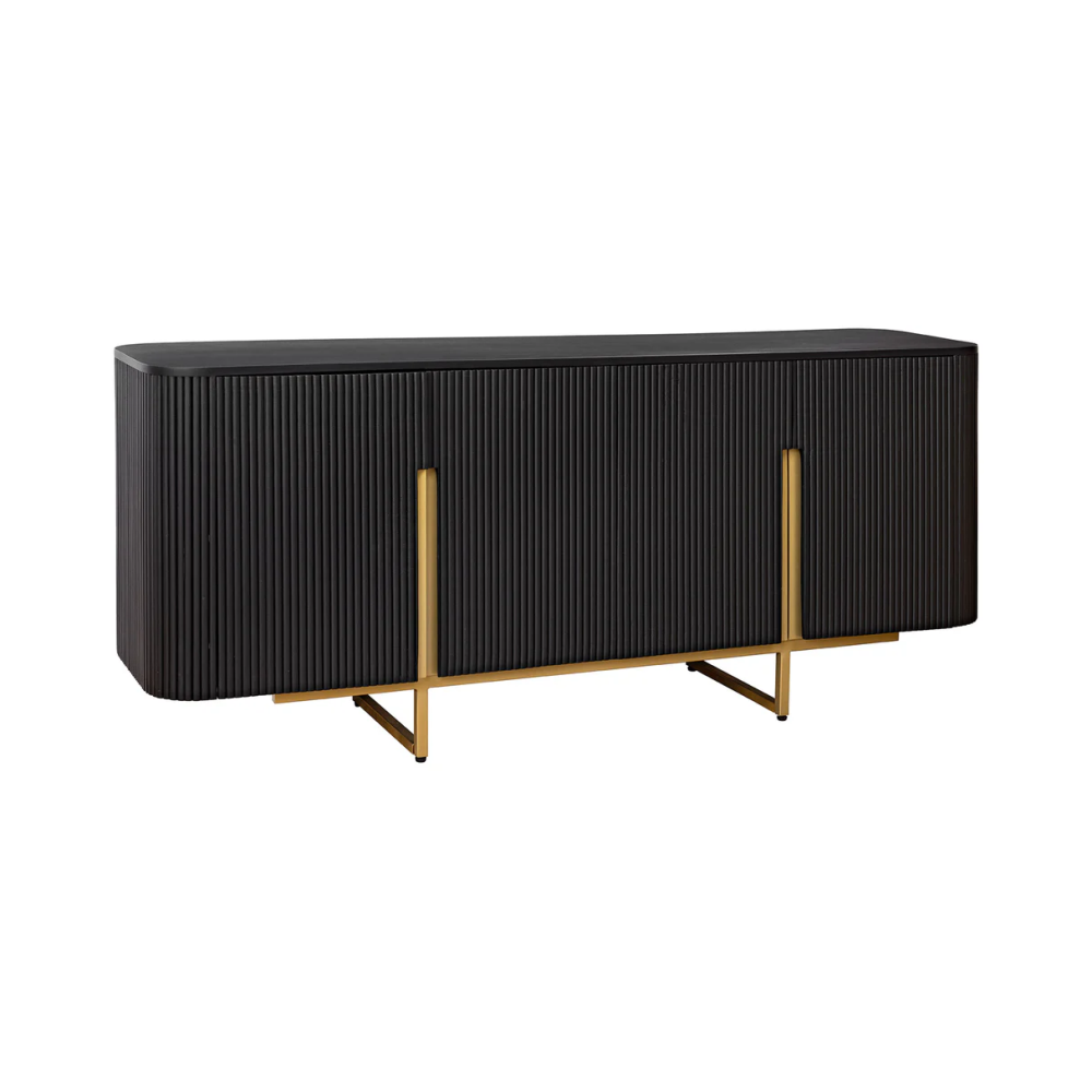 Ručně vyrobená komoda GATSBY 160cm retro styl mango, černá zlatá  Komody a šatní skříně 46432