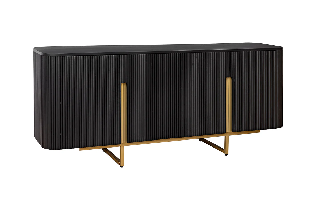 Ručně vyrobená komoda GATSBY 160cm retro styl mango, černá zlatá  Komody a šatní skříně 46432