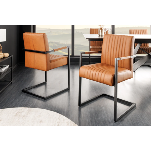 Kožená židle s područkami ASTON, koňaková/černá  Místnosti 44530