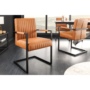 Kožená židle s područkami ASTON, koňaková/černá  Místnosti 44530