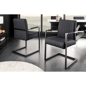 Kožená židle s područkami ASTON, černá  Místnosti 44533