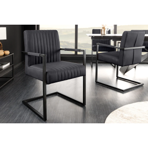 Kožená židle s područkami ASTON, černá  Místnosti 44533