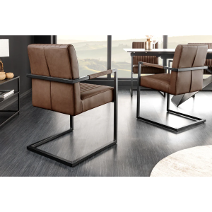 Kožená židle s područkami ASTON, hnědá/černá  Místnosti 44531