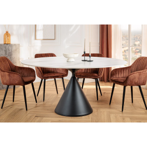 Jídelní stůl SIGNATURE 135 cm kulatý, mramor/černý kov  Místnosti 47471