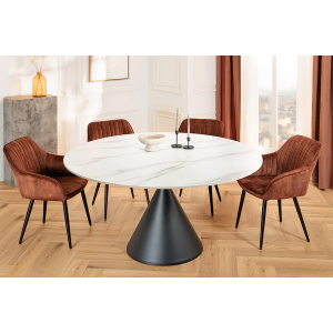 Jídelní stůl SIGNATURE 135 cm kulatý, mramor/černý kov  Místnosti 47471