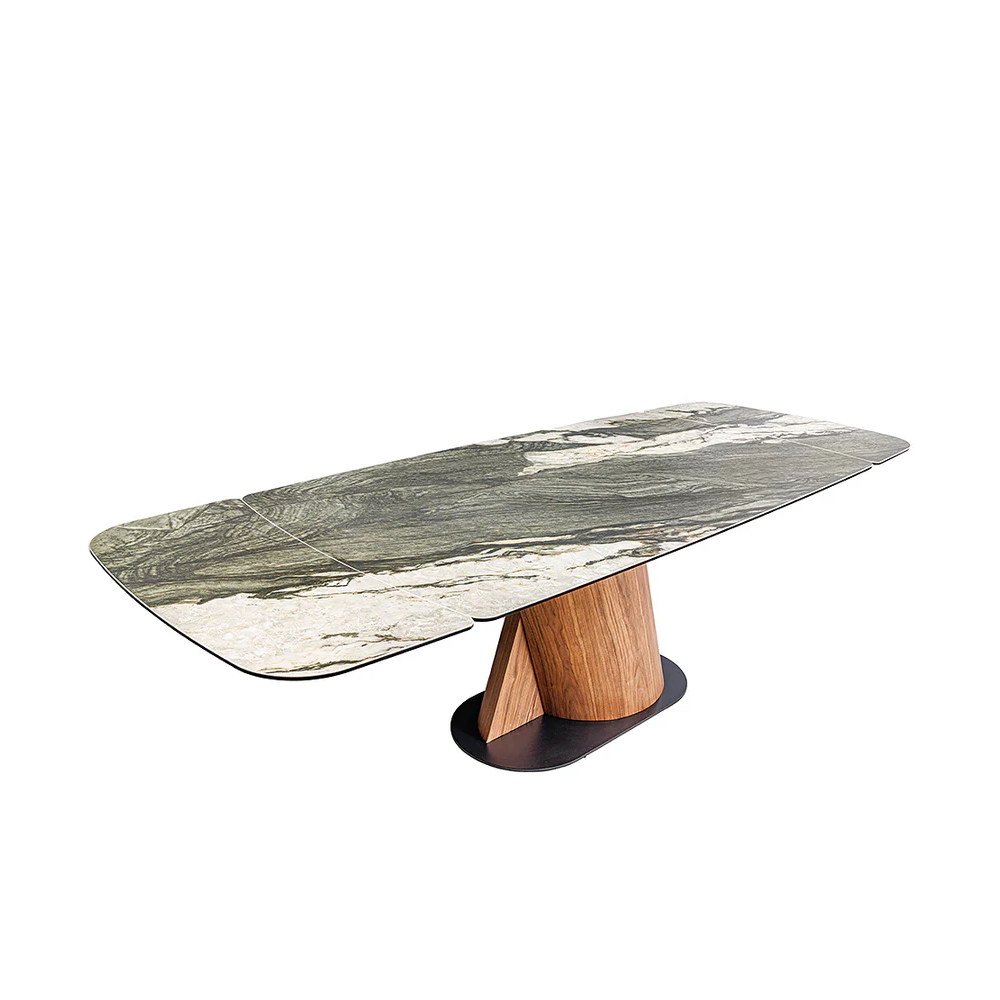 Jídelní stůl ELEMENTS 180-260 cm, ořechový rám/šedý mramor  Nábytek 46475