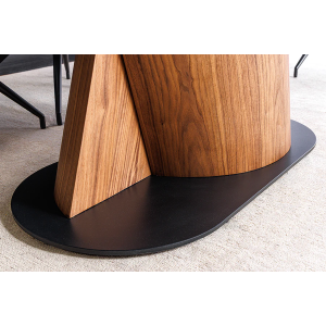 Jídelní stůl ELEMENTS 180-260 cm rozkládací, ořechový rám s keramickou deskou, taupe béžový mramorový vzhled  Místnosti 46476