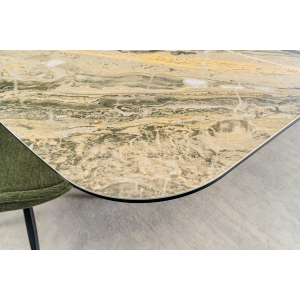 Jídelní stůl ELEMENTS 180-260 cm rozkládací, ořechový rám s keramickou deskou, taupe béžový mramorový vzhled  Místnosti 46476