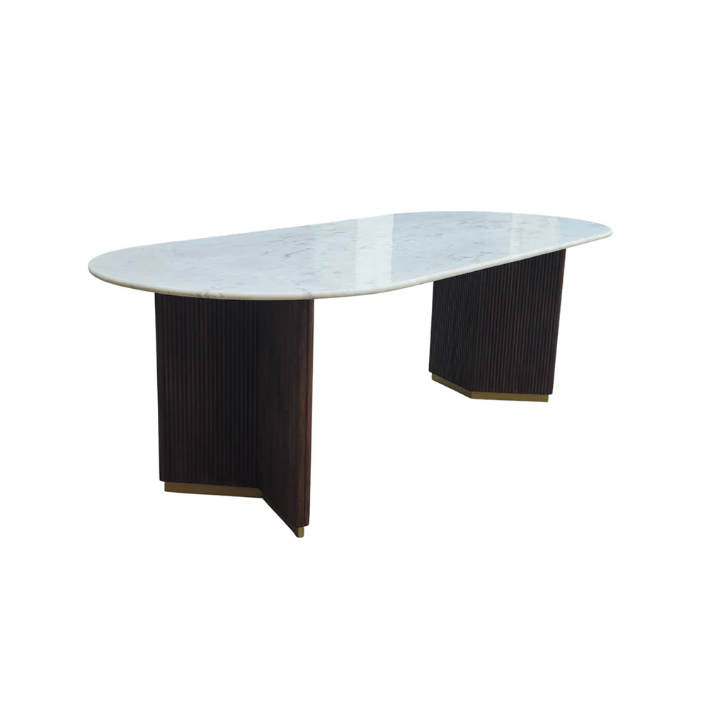 Oválný jídelní stůl GATSBY 240 cm, mangovníkový dřevěný rám/ mramorová deska bílá  Místnosti 45829