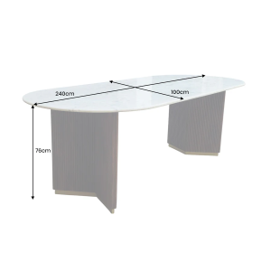 Oválný jídelní stůl GATSBY 240 cm, mangovníkový dřevěný rám/ mramorová deska bílá  Místnosti 45829