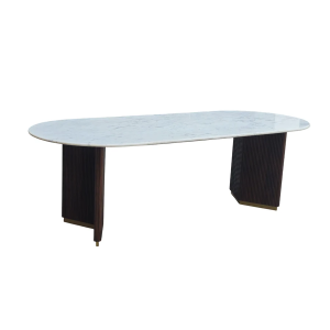 Oválný jídelní stůl GATSBY 240 cm, mangovníkový dřevěný rám/ mramorová deska bílá  Místnosti 45829